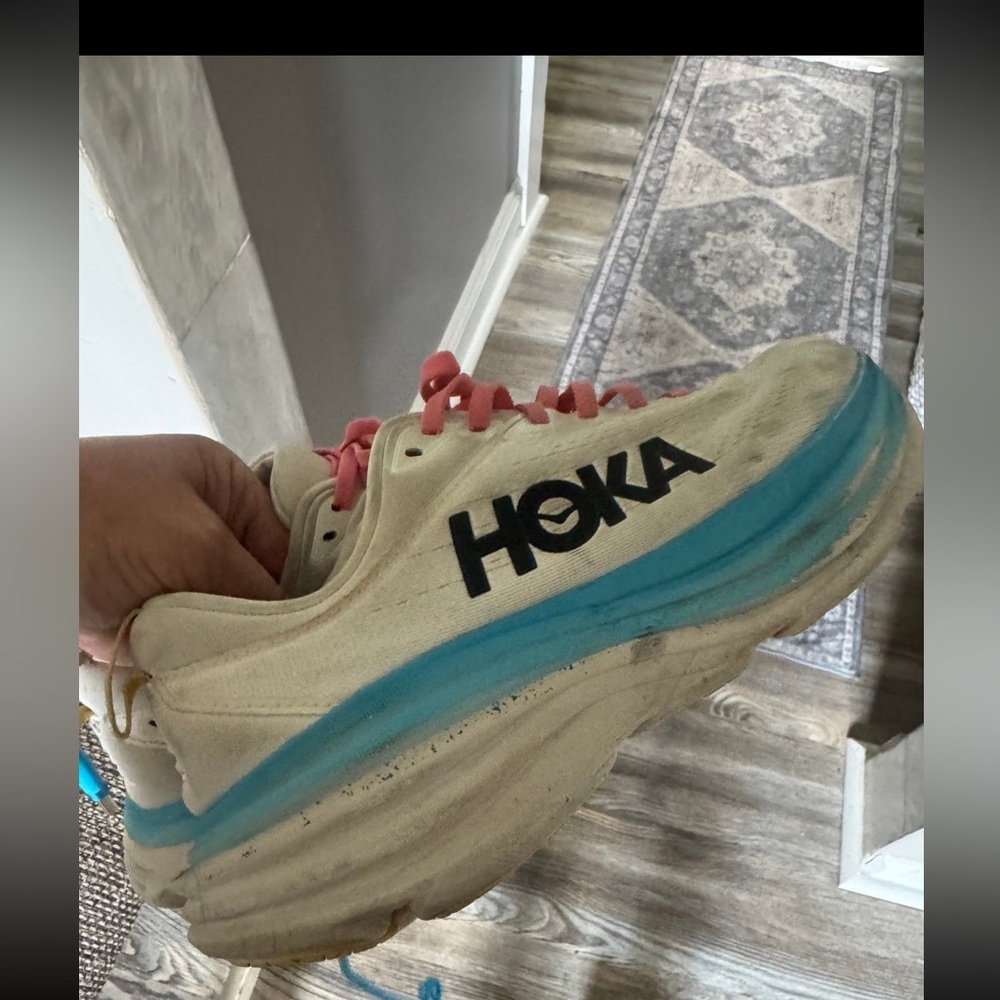 Hoka Sneakers with Blue and Pink Accent